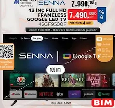 SENNA 43 İNÇ FULL HD FRAMELESS GOOGLE LED TV AKILLI TELEVİZYON